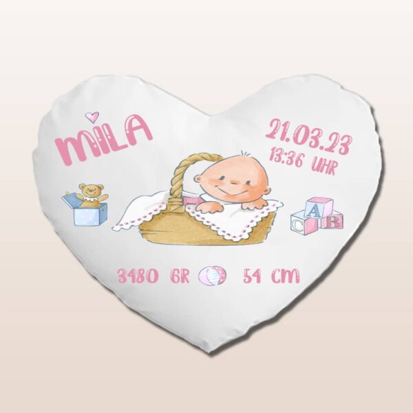 Herzkissen zur Geburt "Mila & Milan"