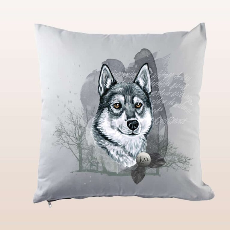 Kissenhülle, ca 40×40 cm, „Husky“, verschiedene Farben