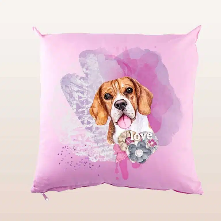 Kissenhülle, ca 40×40 cm, “Beagle”, verschiedene Farben, personalisierbar