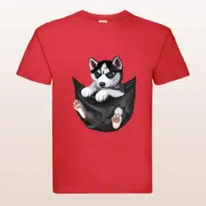 T-Shirt Huskywelpe im Beutel, unisex, verschiedene Farben