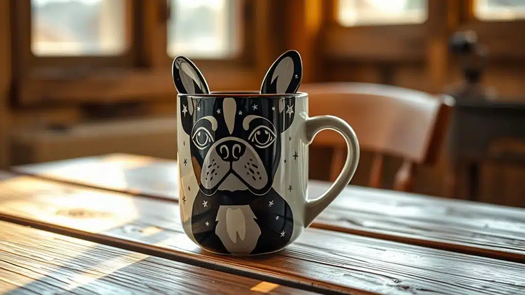 bulldog ceramic mug stars