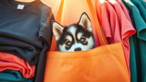 husky puppy pocket t shirt
