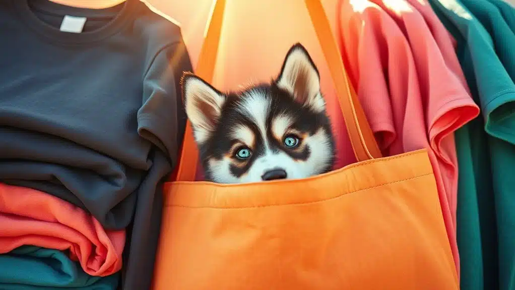 husky puppy pocket t shirt