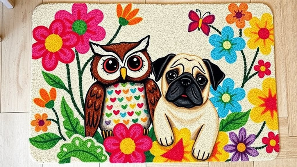 owl and pug doormat