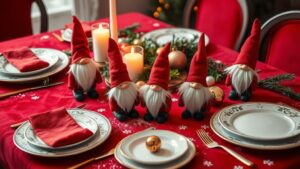 red christmas gnome placemat