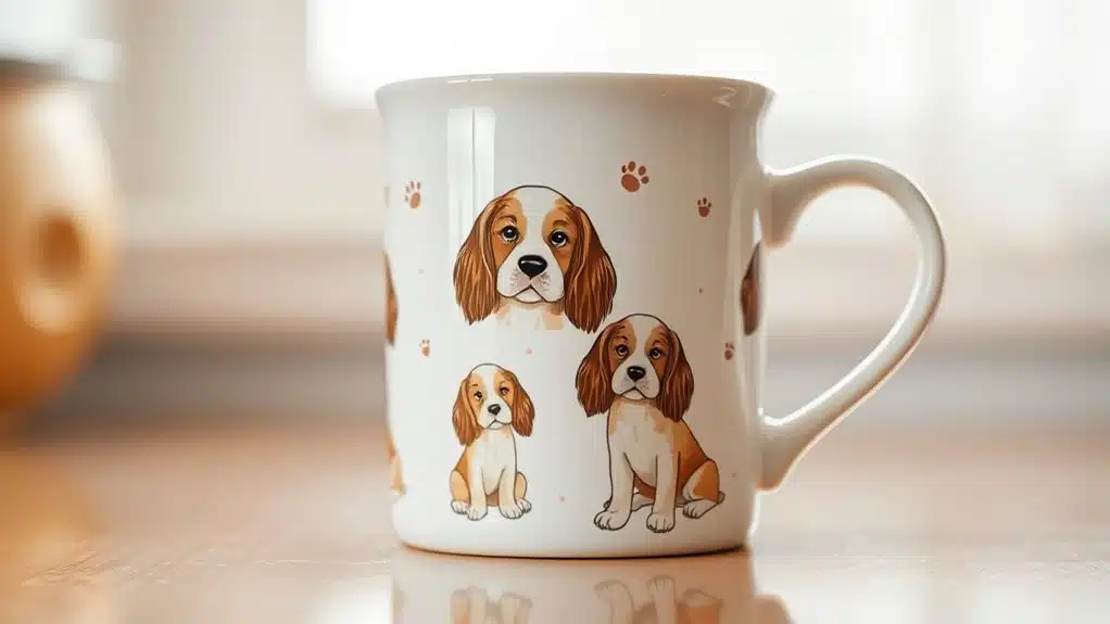 white ceramic puppy mug