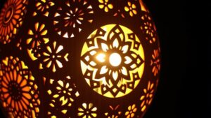 wooden lamp with designs
