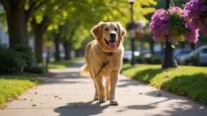 mit dem Hund im Sommer spazieren gehen