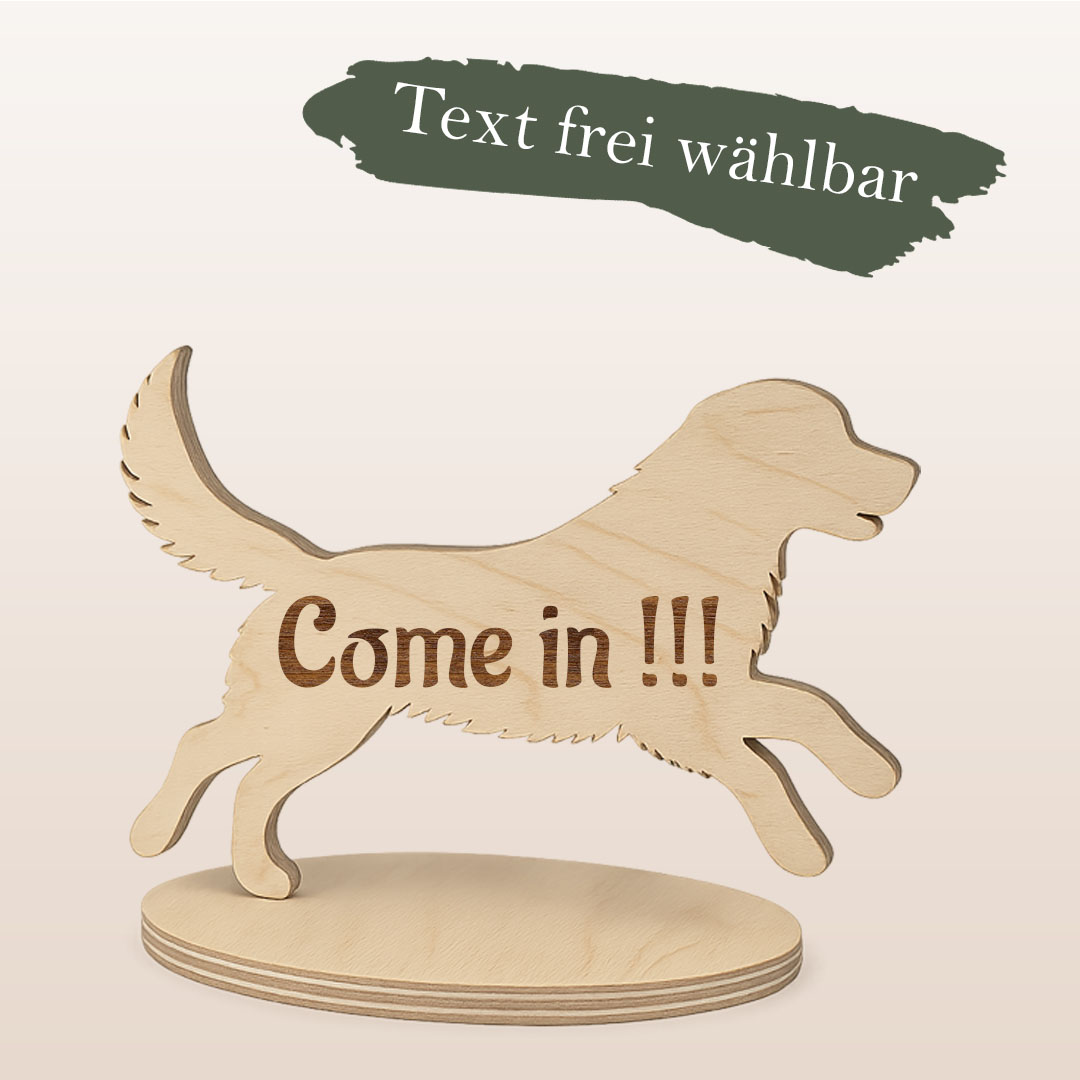 Türsteher aus Holz "Golden Retriever" mit Wunschgravur