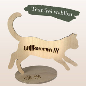 Türsteher aus Holz „Katze“ mit Wunschgravur