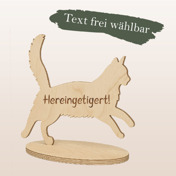 Türsteher aus Holz "Maine Coon Katze" mit Wunschgravur