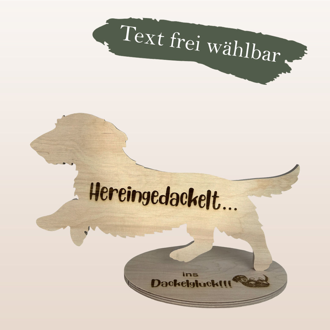 Türsteher aus Holz "Rauhhaardackel" mit Wunschgravur