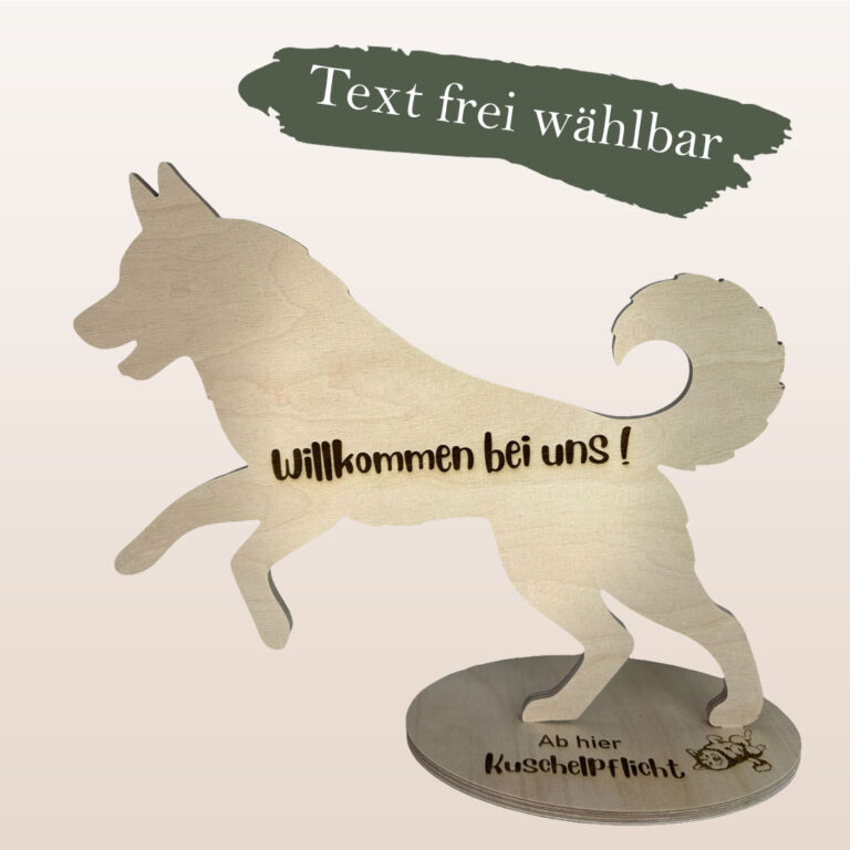 Türsteher aus Holz „Husky“ mit Wunschgravur