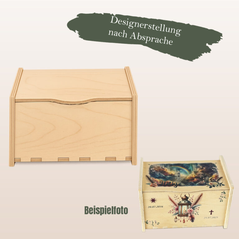 Individuell gestaltete Urne oder Erinnerungsbox