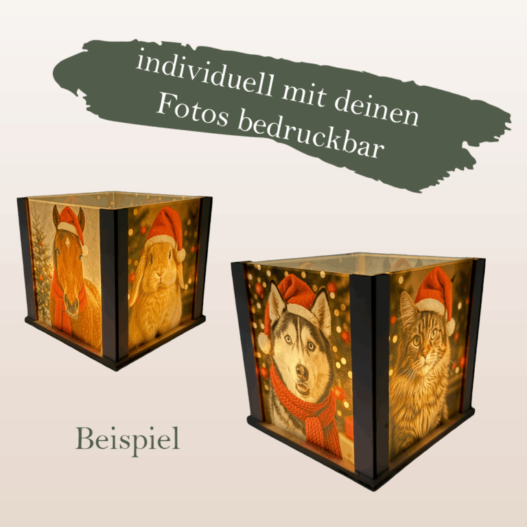 Personalisiertes Teelicht / Windlicht mit eigenem Foto aus Holz & Acryl