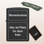 Zippo®Feuerzeug Black matte mit eigenem Foto und Namen