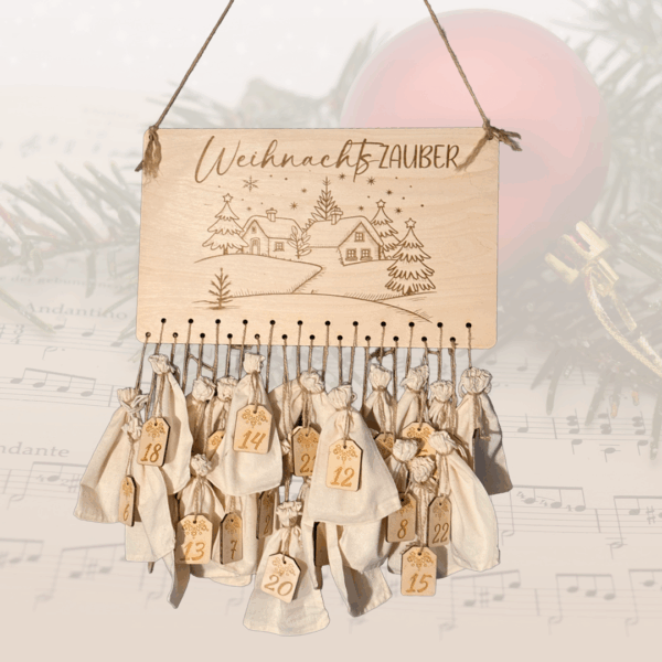 Adventkalender "Weihnachtszauber" aus Holz zum Befüllen