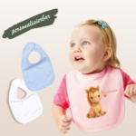 Baby Lätzchen mit Namen – Bio-Baumwolle, personalisierbar, niedliches Tiermotiv